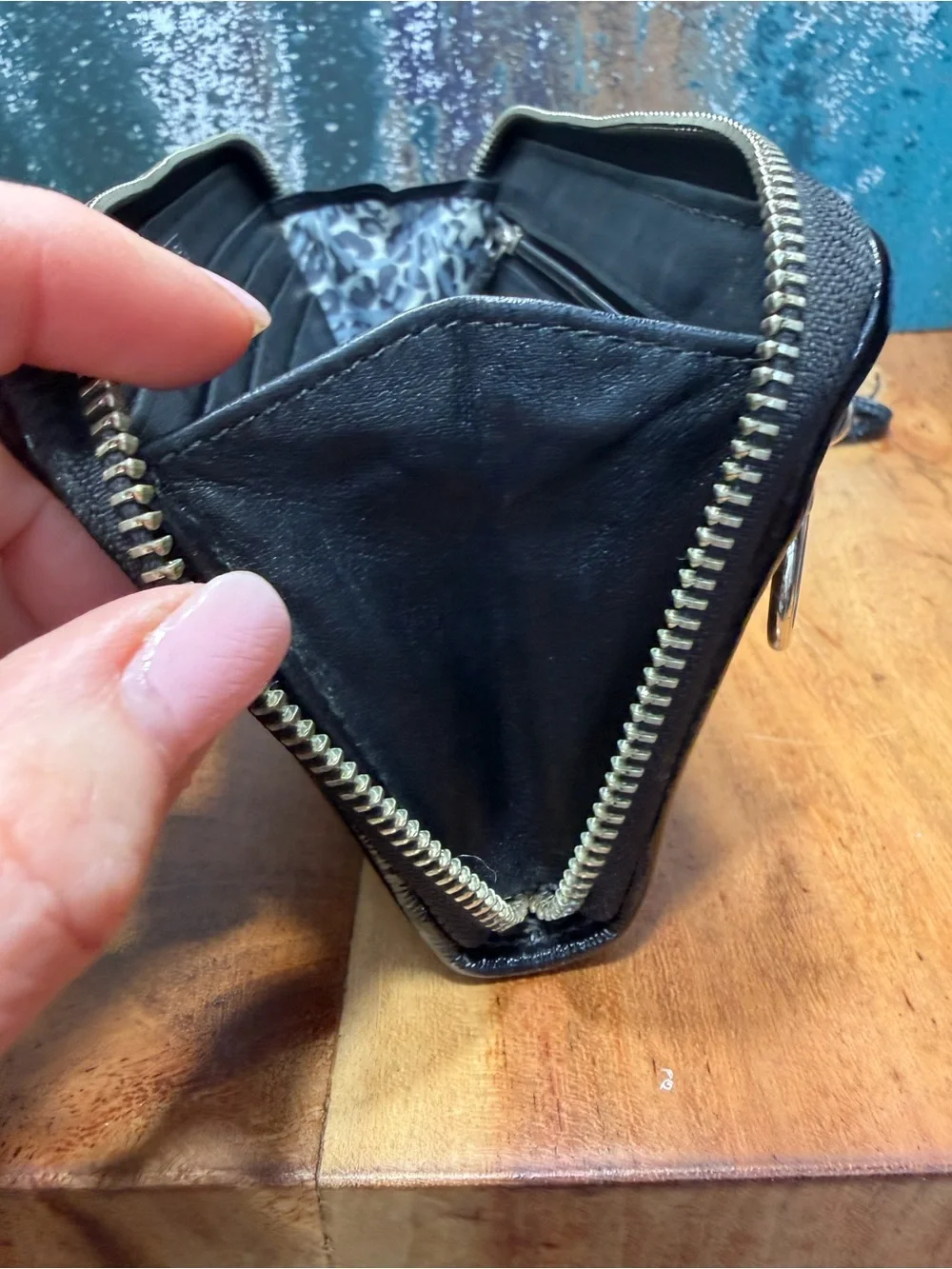 Coach Y2K Poppy Black Patent Leather Zip-Around Wallet Wristlet